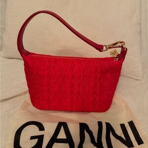 Red Small Butterfly Pouch Satin Bag by GANNI
